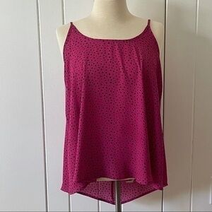 LAST CHANCE Fuschia Black Polka Dot Tank Adjustable Straps APT 9 Summer Spring